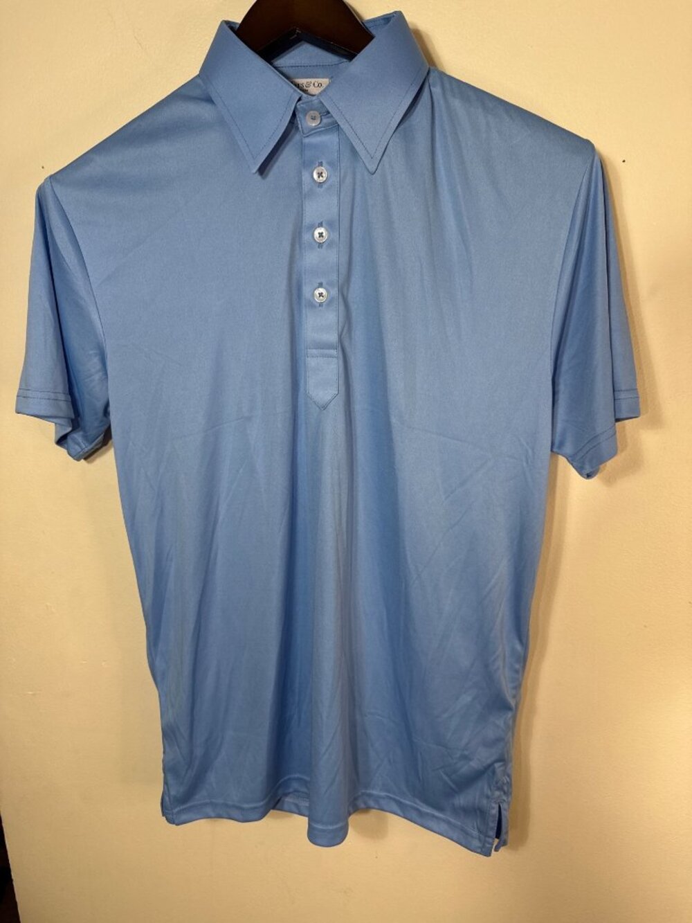 Collars & Co. Mens Blue Dress Collar Polo Shirt Short Sleeve Size Medium